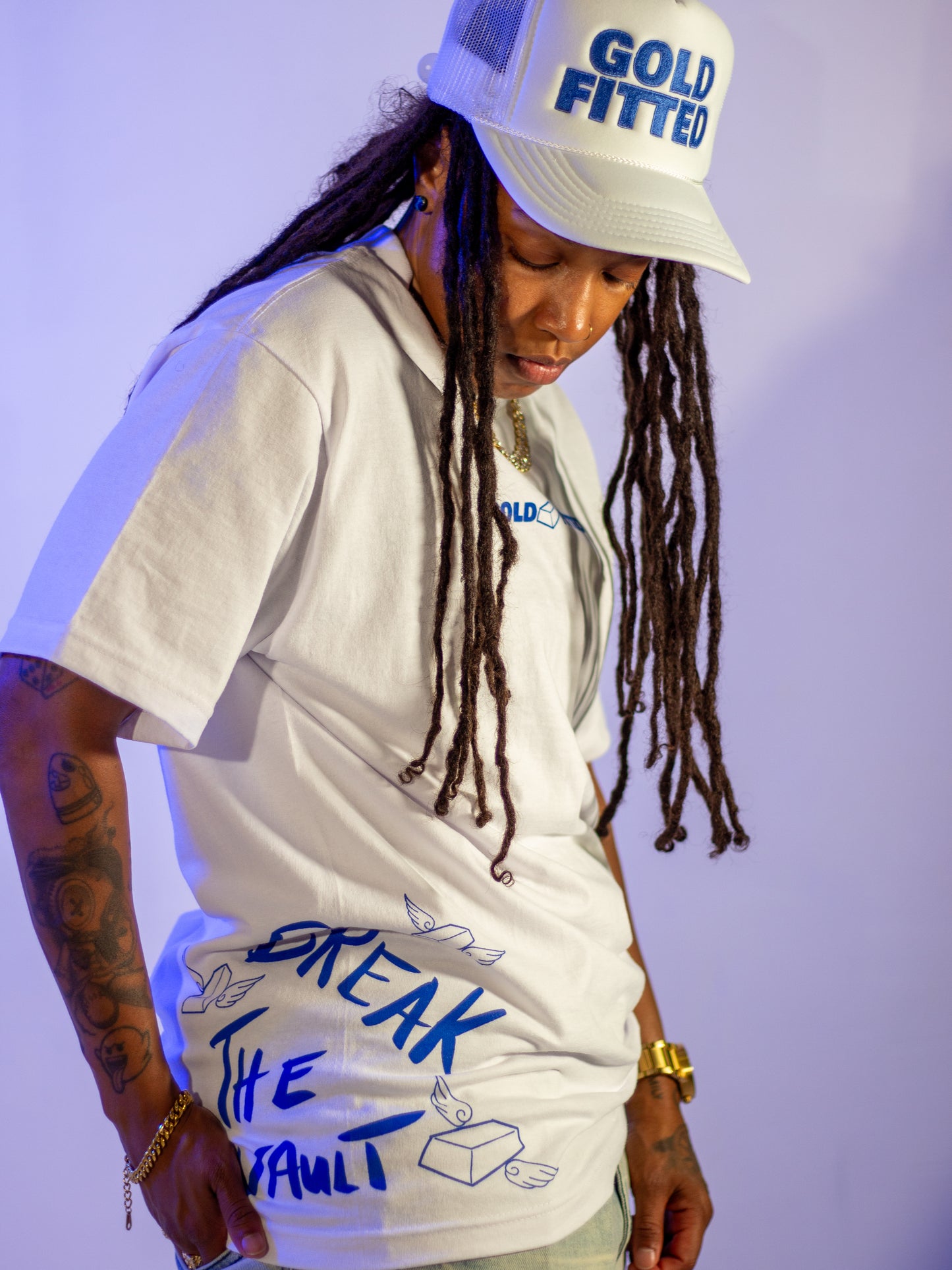 Break The Vault Logo T-Shirt – White/Blue